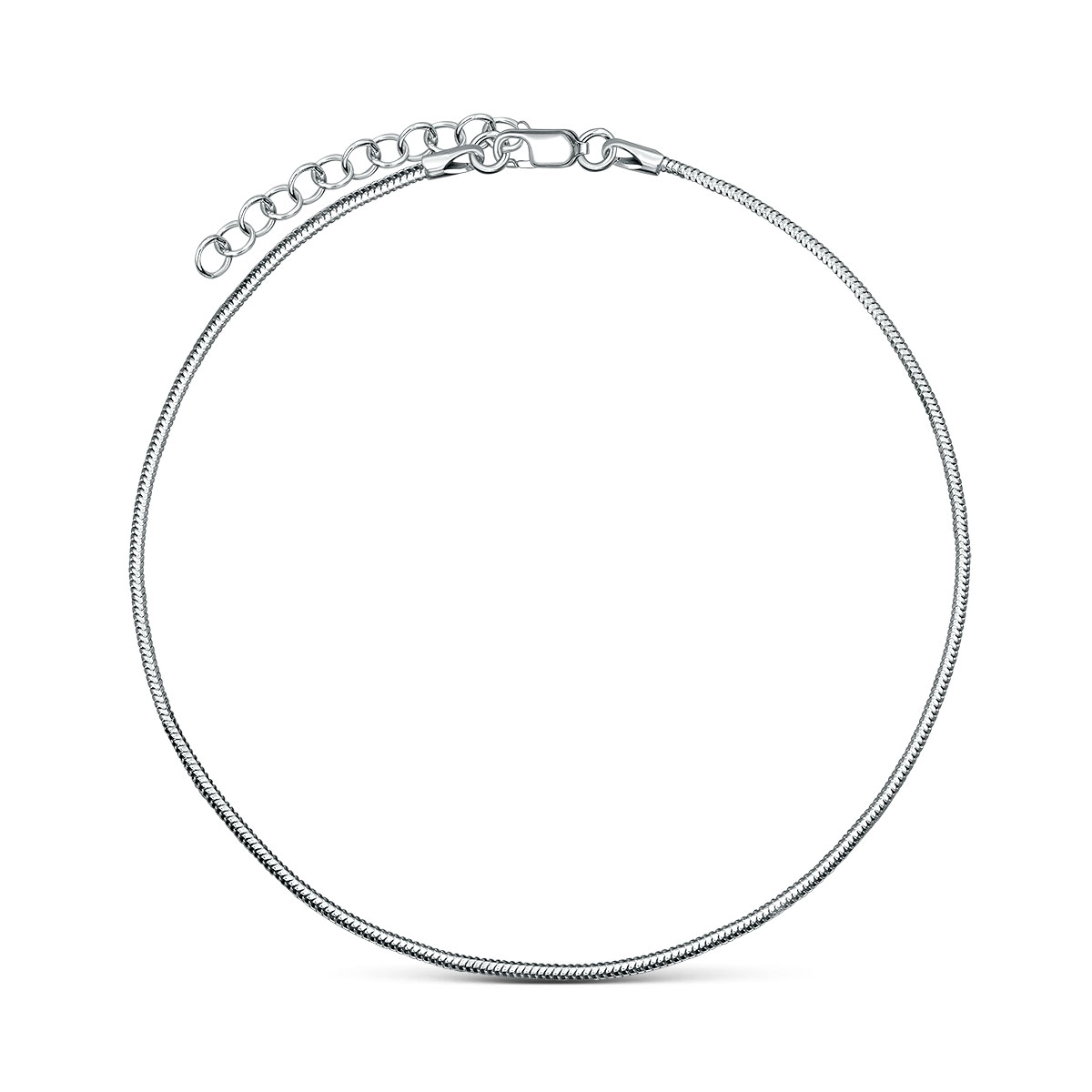 Браслет из серебра родированный - Снейк, 17 см 2108R140L17+