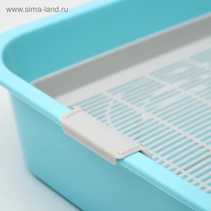 Туалет для кошек «Мур-мяу», 33×25×7 с. с сеткой, пластик, голубой