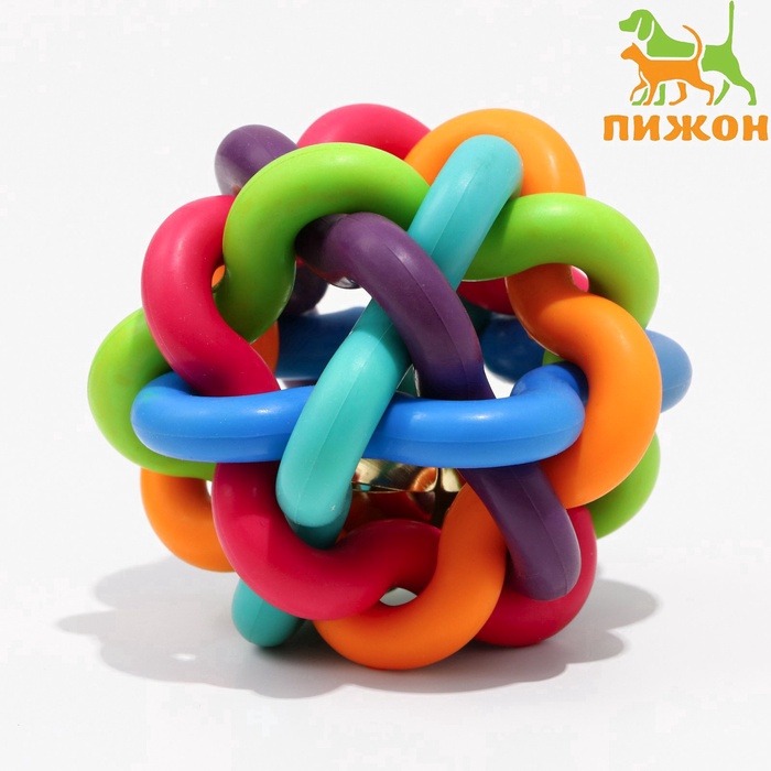 Мяч для собак «Молекула», 7 см, с бубенчиком, МИКС