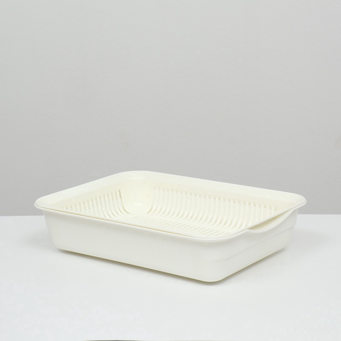 Туалет для кошек, 34.5×25.5×7.5 см, с сеткой, пластик, белый