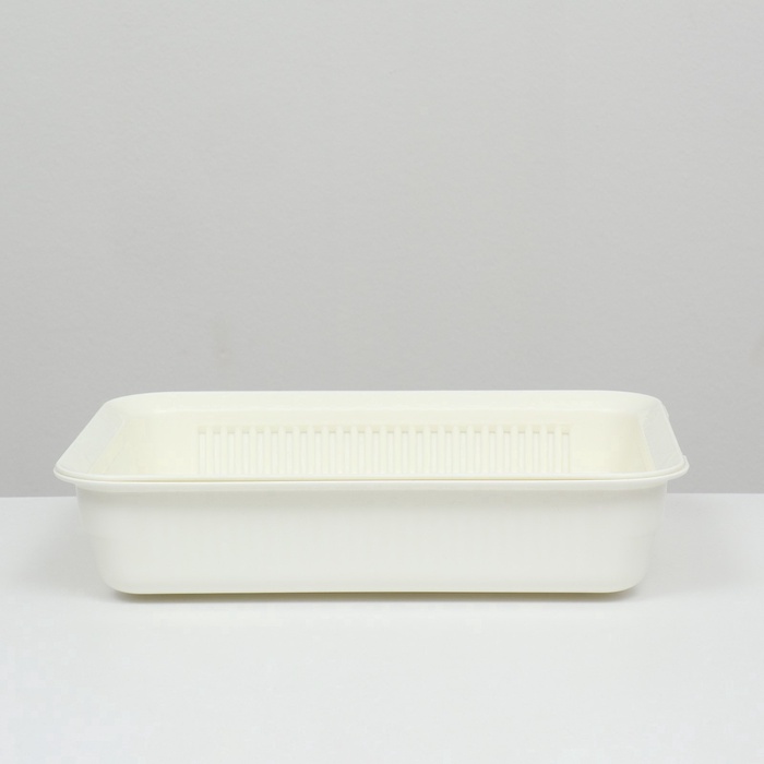 Туалет для кошек, 34.5×25.5×7.5 см, с сеткой, пластик, белый