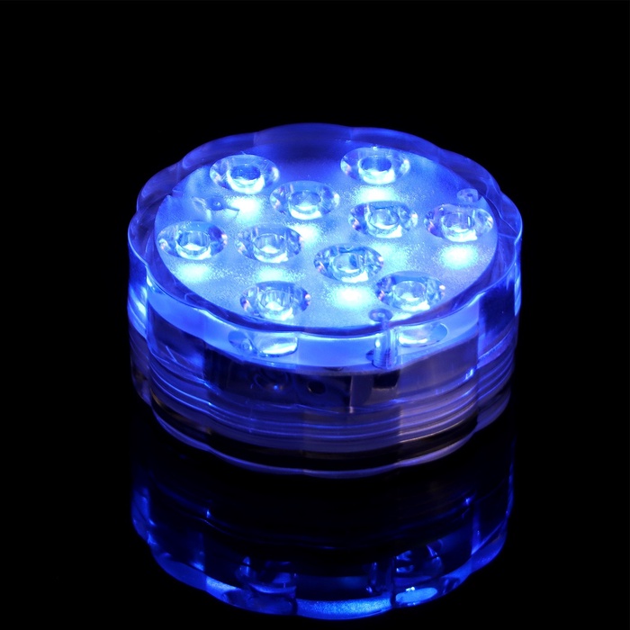 Светильник подводный с ПДУ, 10 LED, 3 Вт, IP68, RGB, от батареек 3хAAA