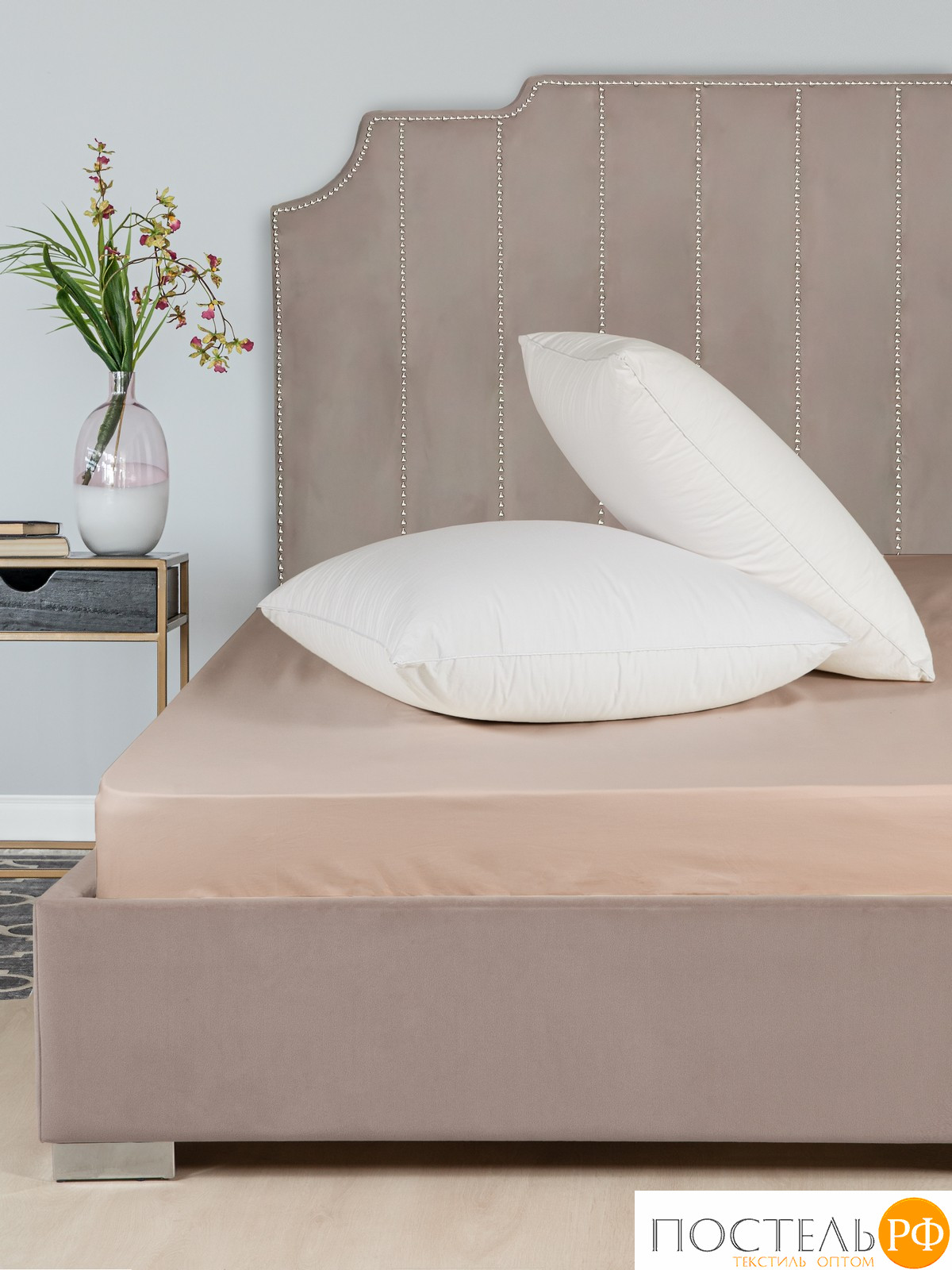 Dome ЛОРЕНО с-кор. Простыня на резинке 140х200+25, 1пр., 100% хлопок-сатин КТ