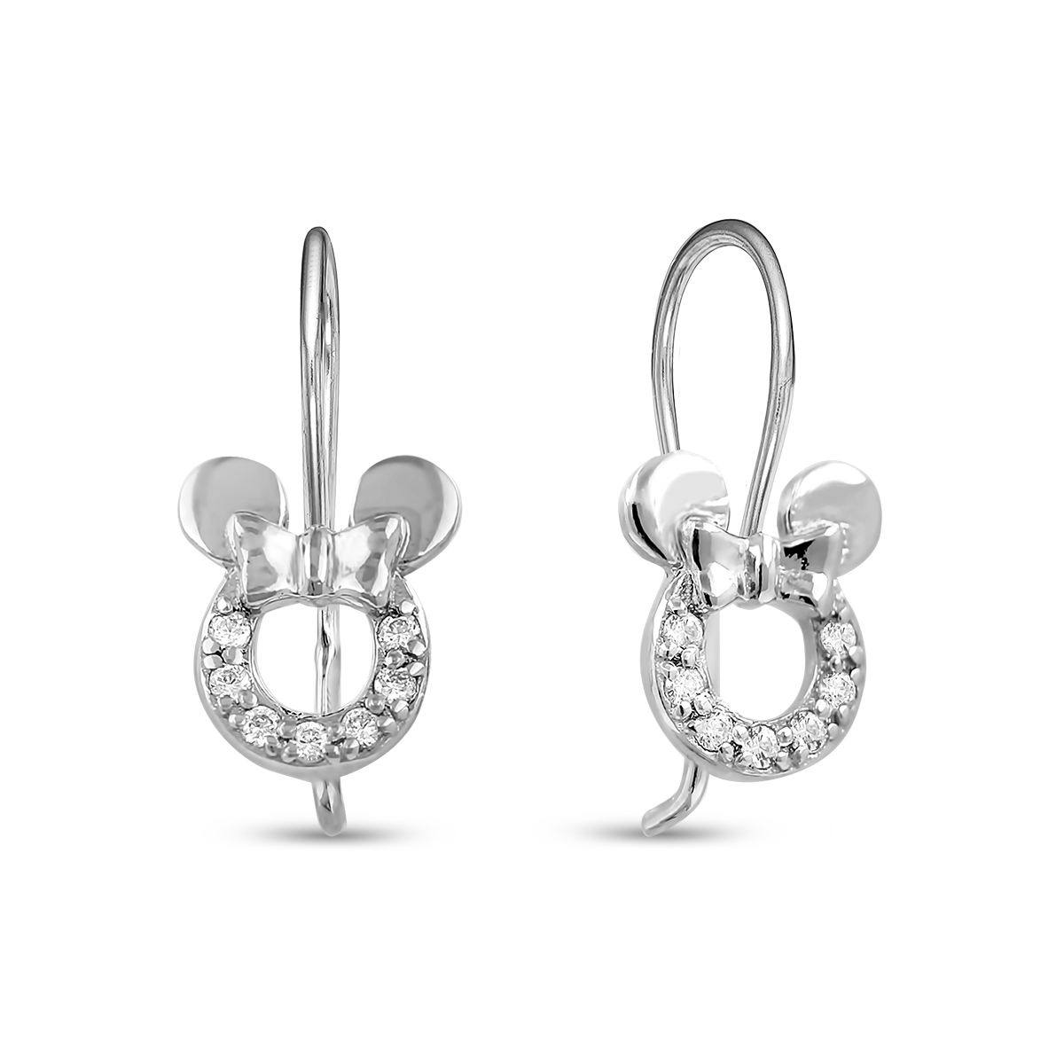 Серьги из серебра с фианитами родированные 925 пробы 402011-206р