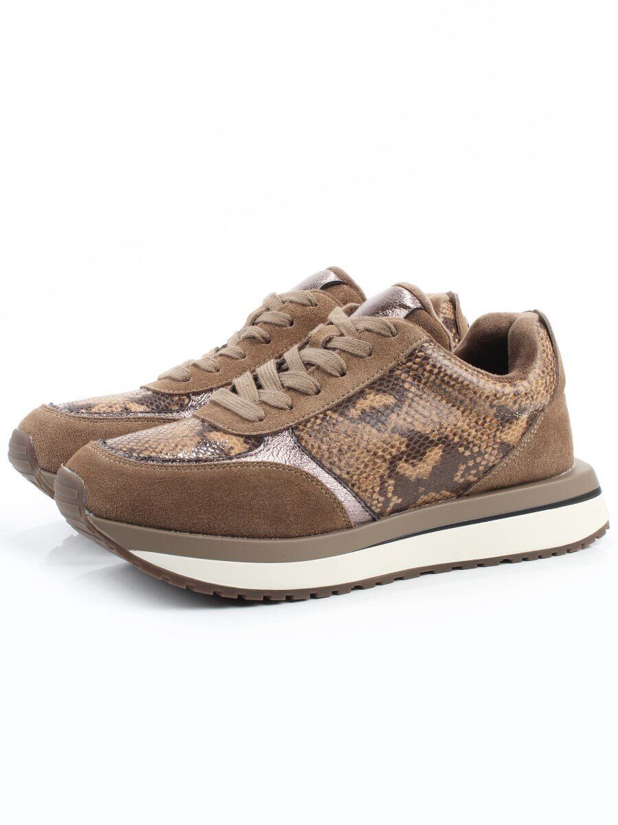 04-PCML20-3 KHAKI Кроссовки демисезонные женские (натуральная замша, натуральная кожа, текстиль)
