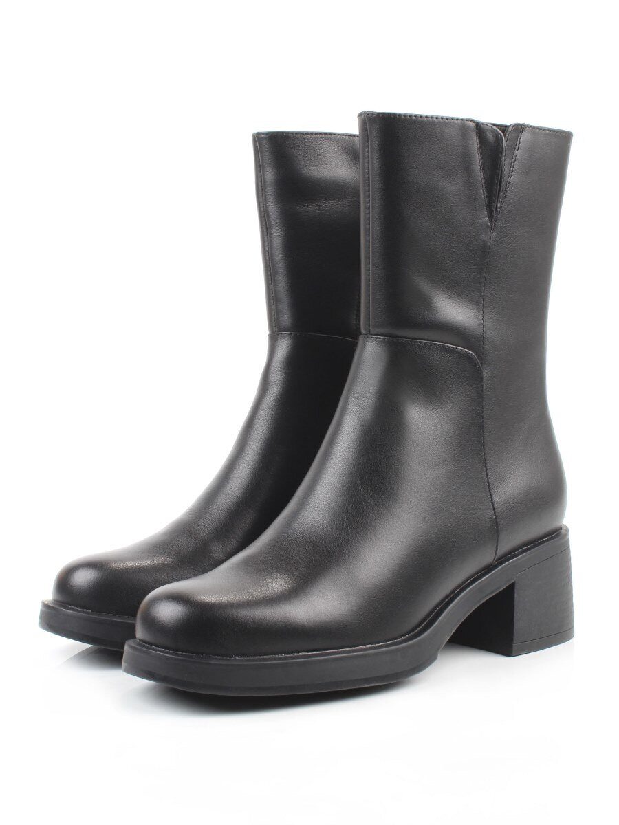 01-M43-7 BLACK Ботинки демисезонные женские (натуральная кожа, байка)