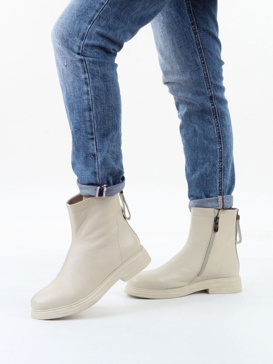 01-XKL21-225DR BEIGE Ботинки демисезонные женские (натуральная кожа, байка)