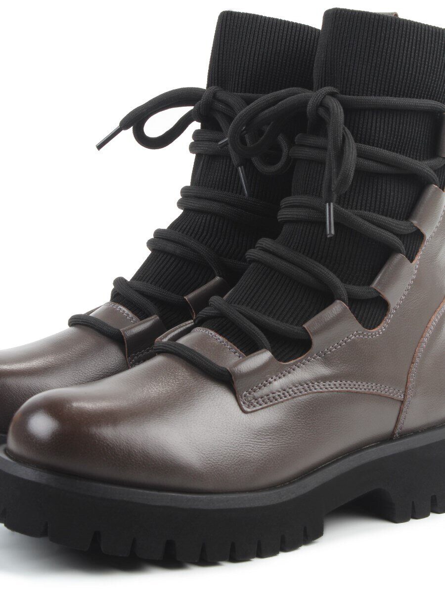 01-XKL21-196R GRAY/BROWN Ботинки демисезонные женские (натуральная кожа, байка)