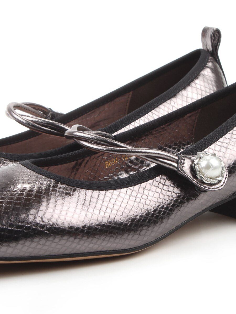 06-B69A-121Y SILVER/BLACK Туфли женские (натуральная кожа)