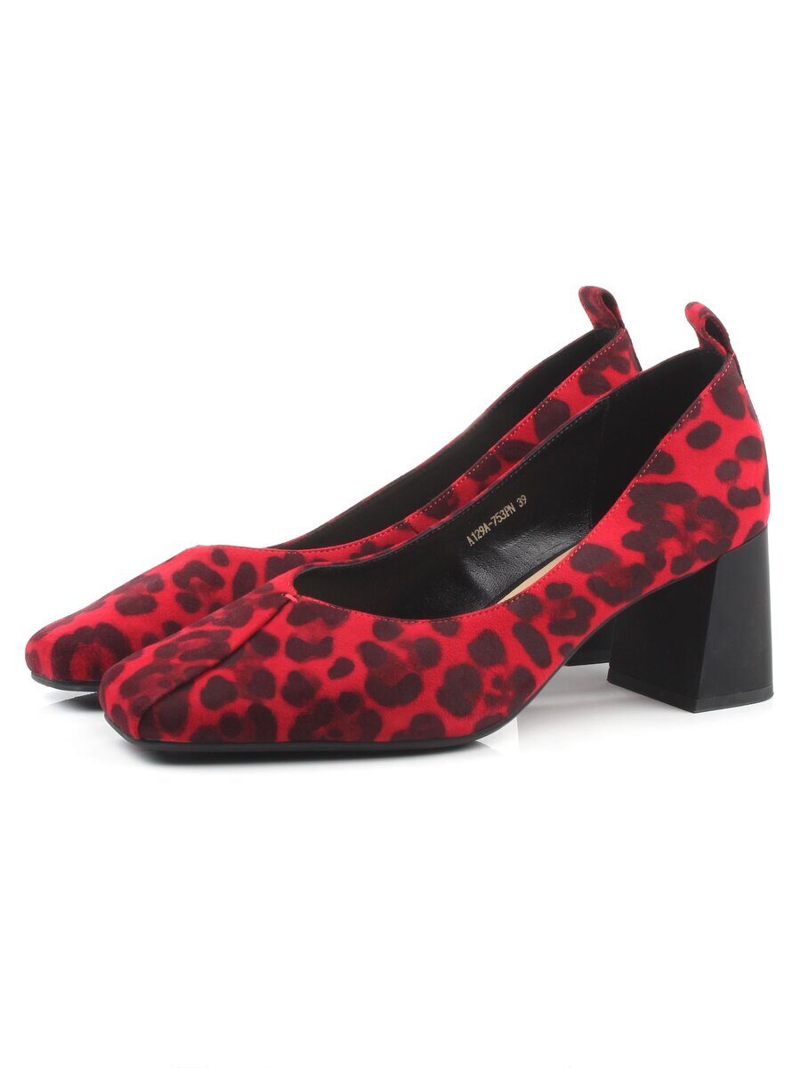 06-A129A-753PN RED/LEOPARD Туфли женские (натуральная замша)