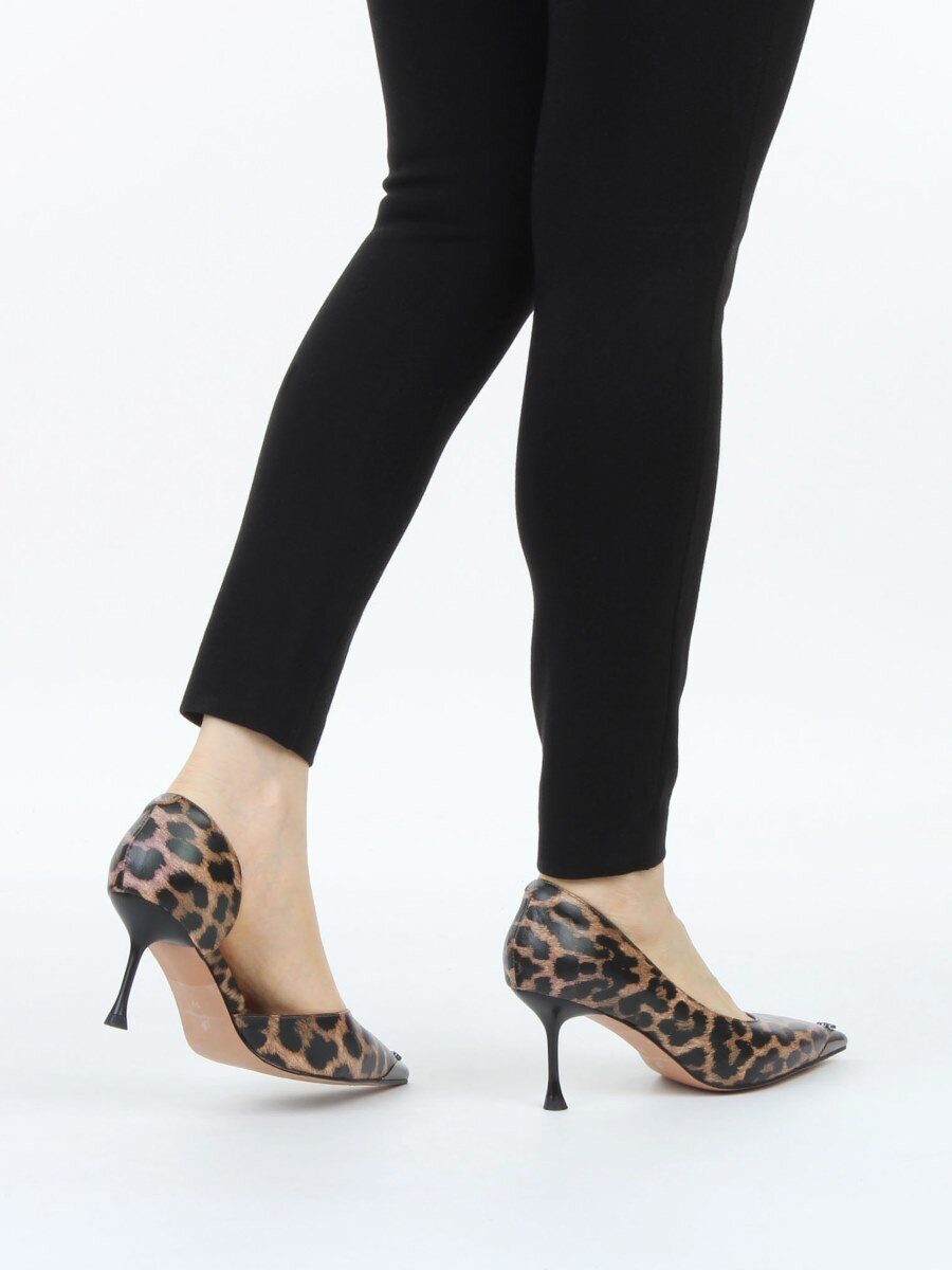 06-808A-6PC BLACK/LEOPARD Туфли женские (натуральная кожа)