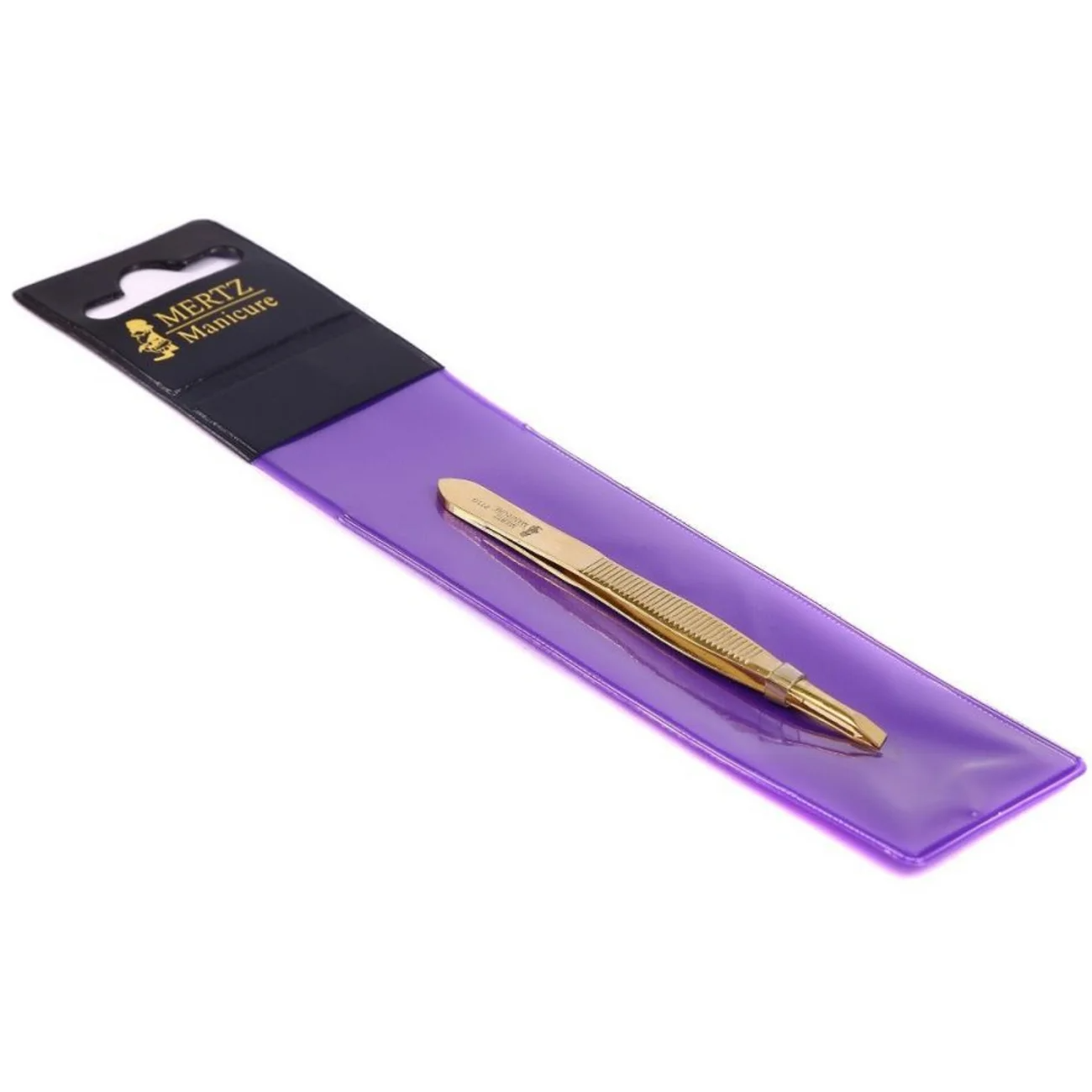 Mertz Пинцет косметический скошенный 212 G, золотистый, 8 см 231