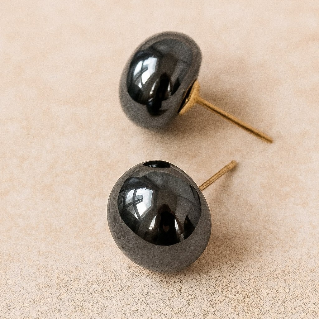 Серьги гвоздики маленькие, цвет графит, арт. 005.034