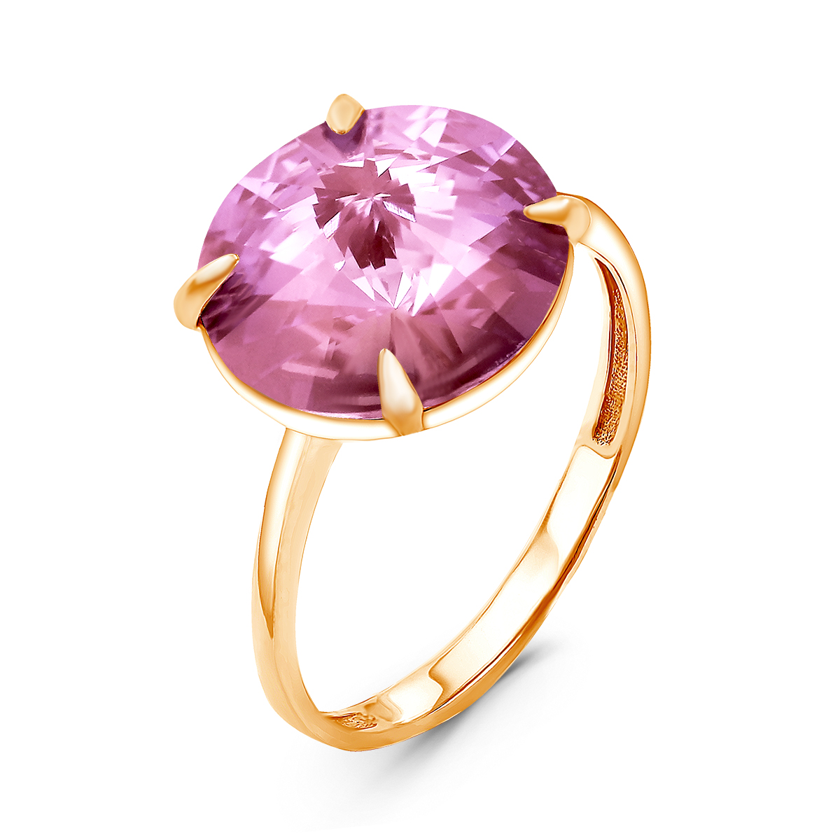 Кольцо из золочёного серебра с кристаллом Swarovski 925 пробы кл-002з-212
