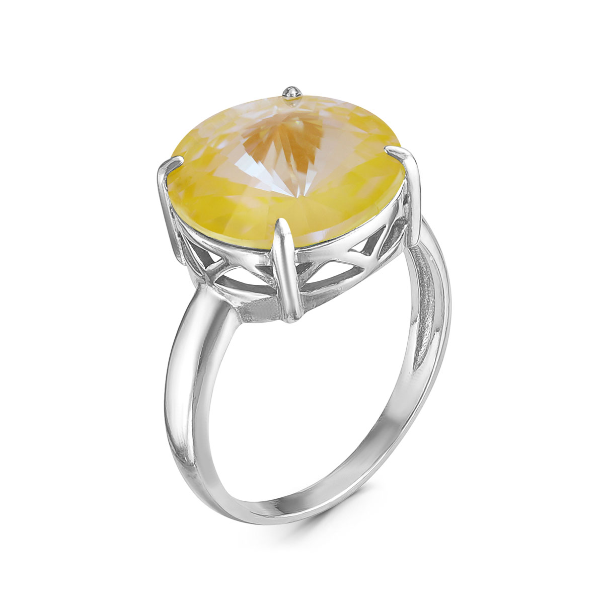 Кольцо из серебра с кристаллом Swarovski Солнечный свет родированное 925 пробы 0042к-001L141D