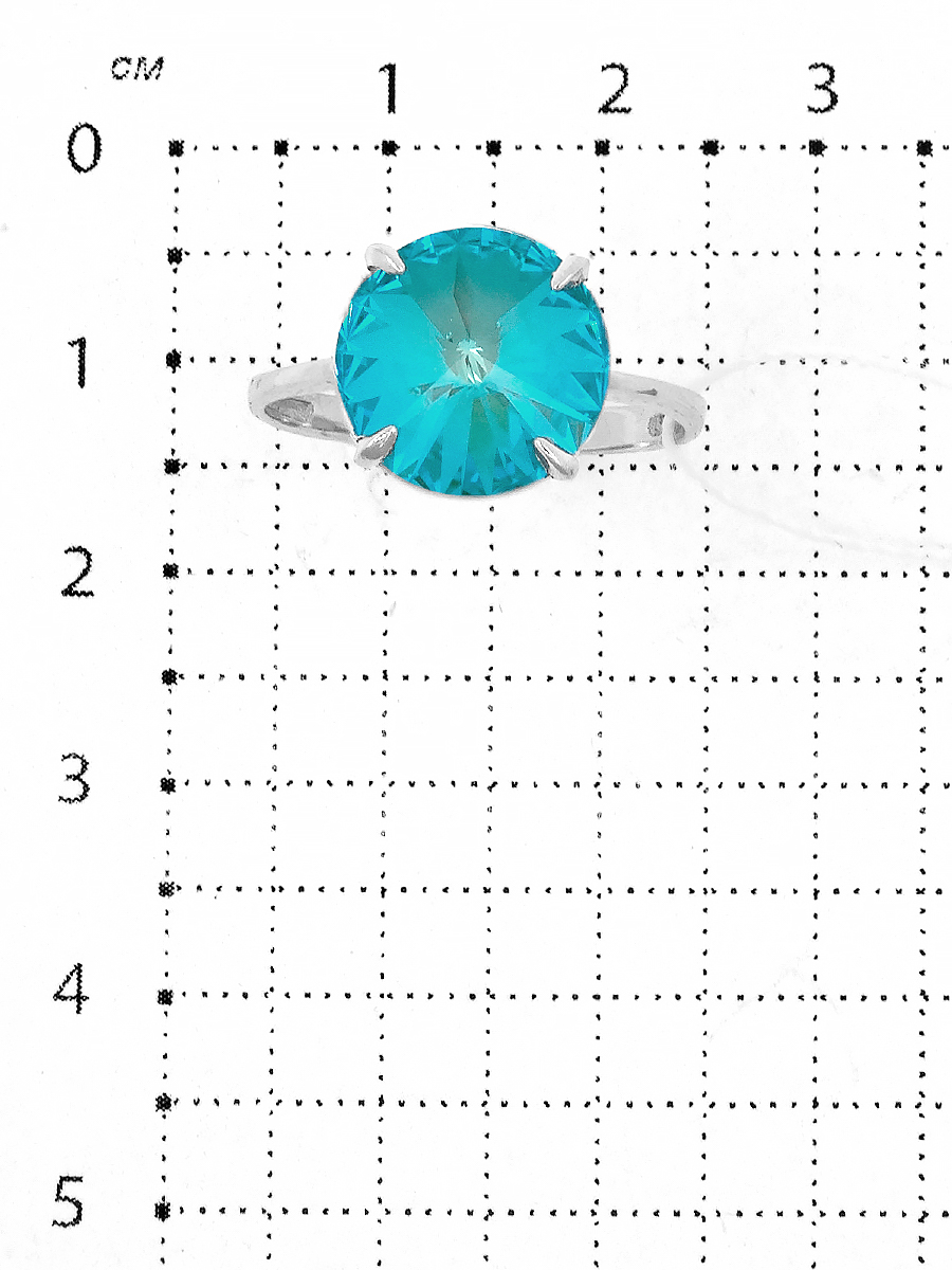 Кольцо из серебра с кристаллом Swarovski Шелковистый шалфей родированное 925 пробы кл-002-001L147D