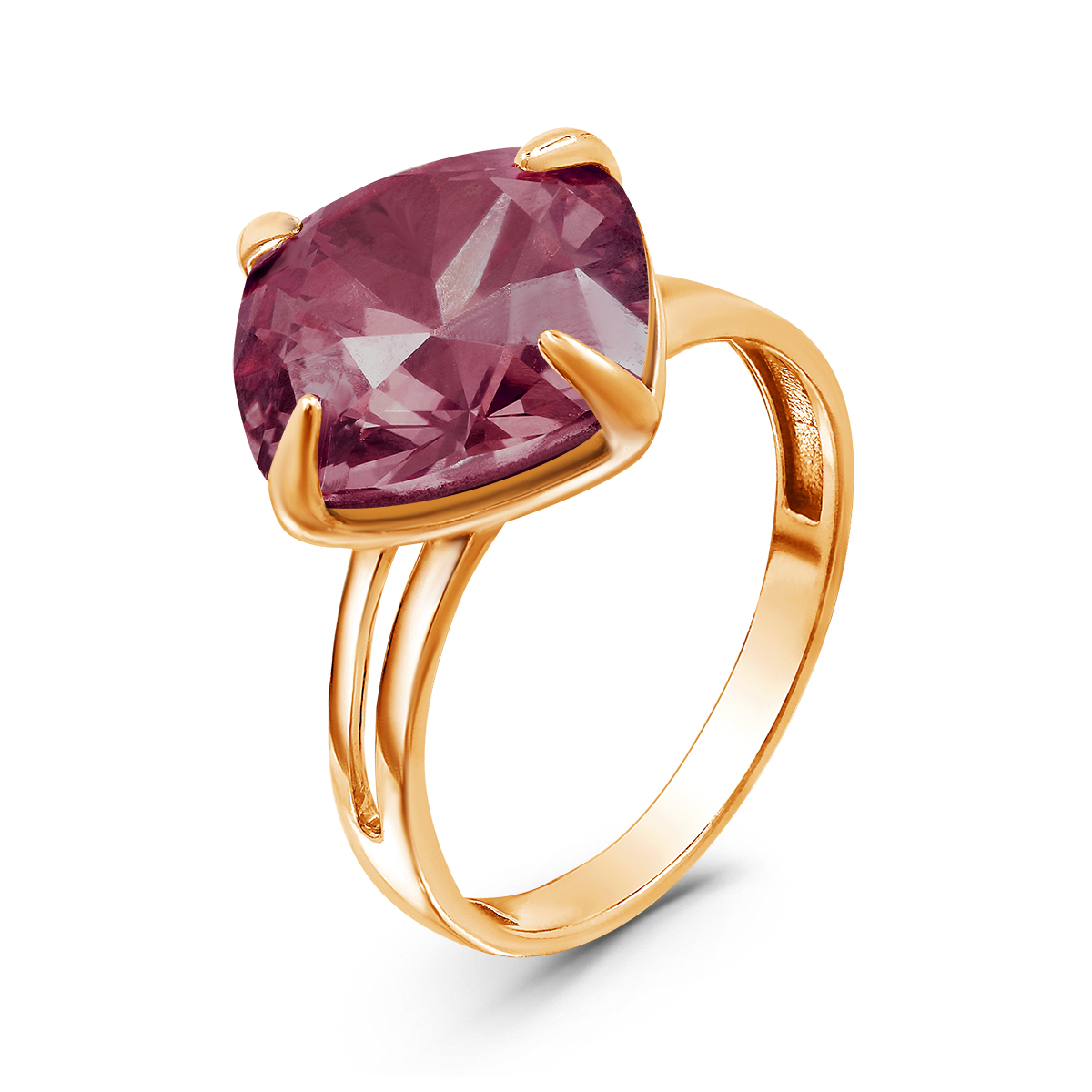Кольцо из золочёного серебра с кристаллом Swarovski Античный розовый 925 пробы кл-017з-001ANTP