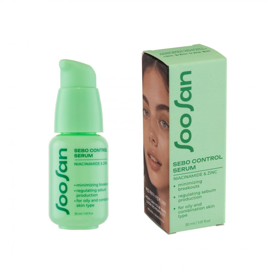 SOOSAN Sebo control Serum with Niacinamide & Zinc Сыворотка себорегулирующая с ниацинамидом и цинком против несовершенств кожи 30мл
