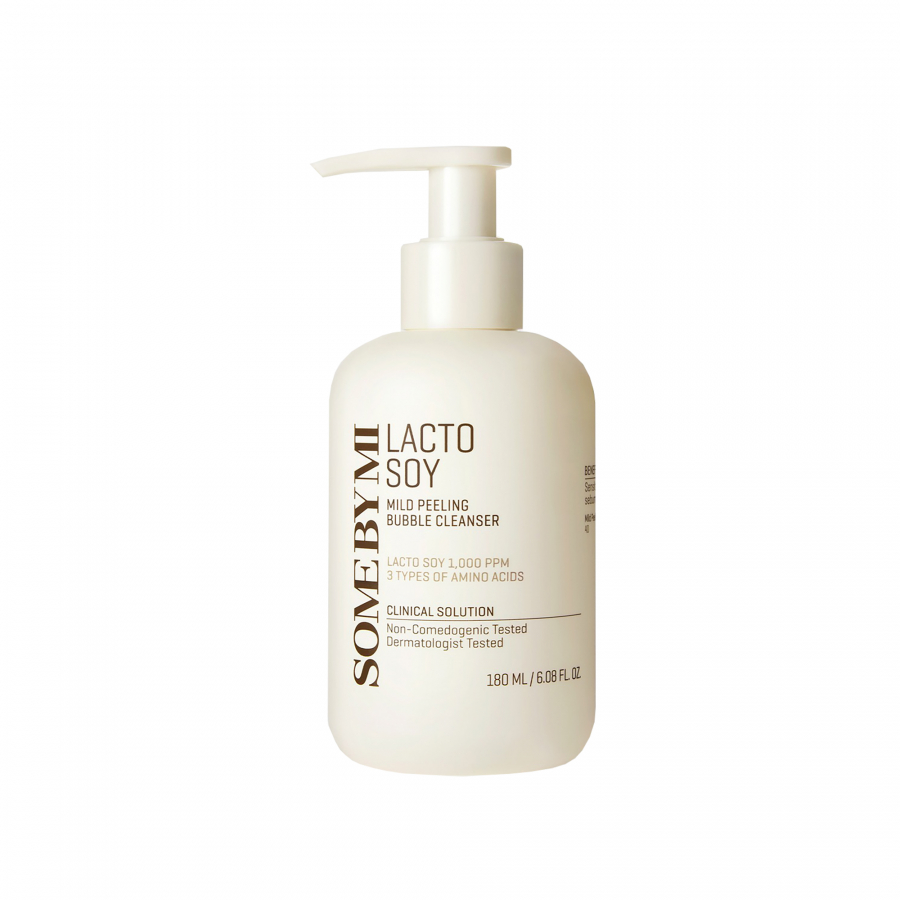 SOME BY MI LACTOSOY MILD BUBBLE PEELING CLEANSER Мягкая очищающая пенка для умывания с лактобактериями и ферментом соевого молока 180мл