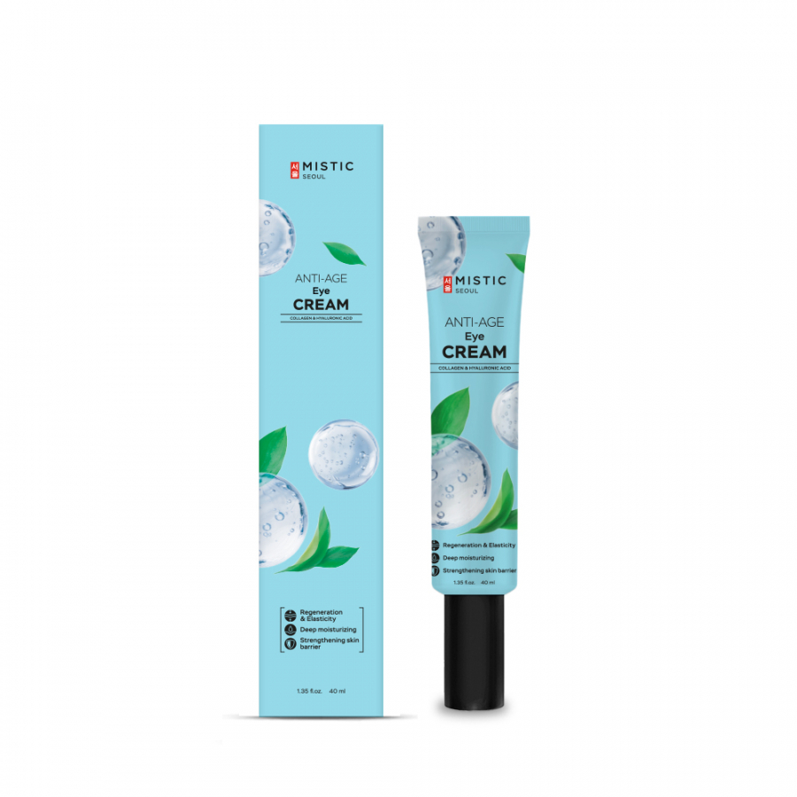 MISTIC Anti-Age Eye Cream With Collagen & Hyaluronic Acid Антивозрастной крем для век с коллагеном и гиалуроновой кислотой 40мл