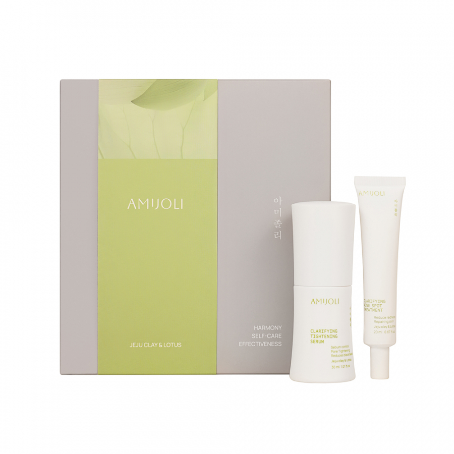 AMIJOLI Jeju Clay&Lotus Clarifying Набор: сыворотка для лица, гель для точеного применения 30мл+20мл