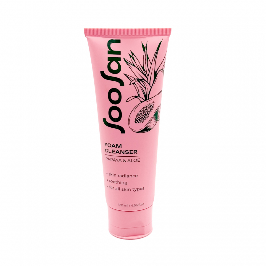 SOOSAN Foam Cleanser Papaya & Aloe Очищающая пенка с экстрактами папайи и алоэ для чувствительной кожи 120мл