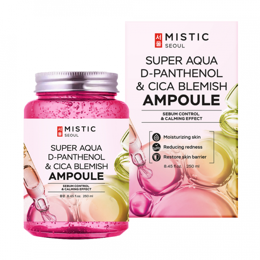 MISTIC SUPER AQUA D-PANTENOL & CICA BLEMISH Успокаивающая сыворотка c центеллой и пантенолом против несовершенств кожи 250мл