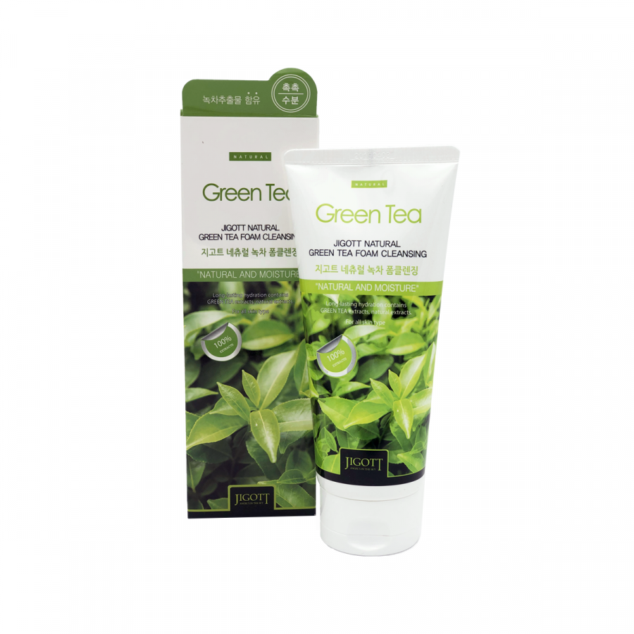 JIGOTT Natural Green Tea Foam Cleansing Пенка для умывания с экстрактом зеленого чая
