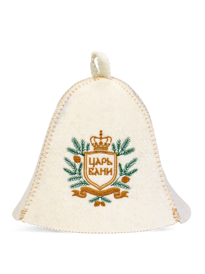 Шапка для бани и сауны «Царь бани», шерсть, полиэфир, белая