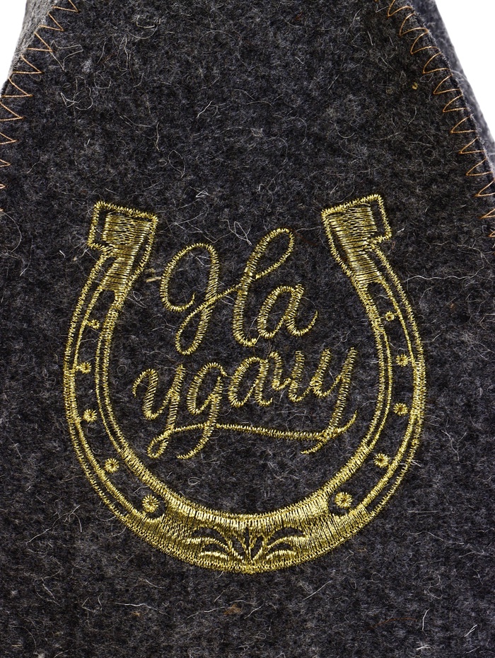 Шапка для бани и сауны «На удачу», шерсть, полиэфир, серая