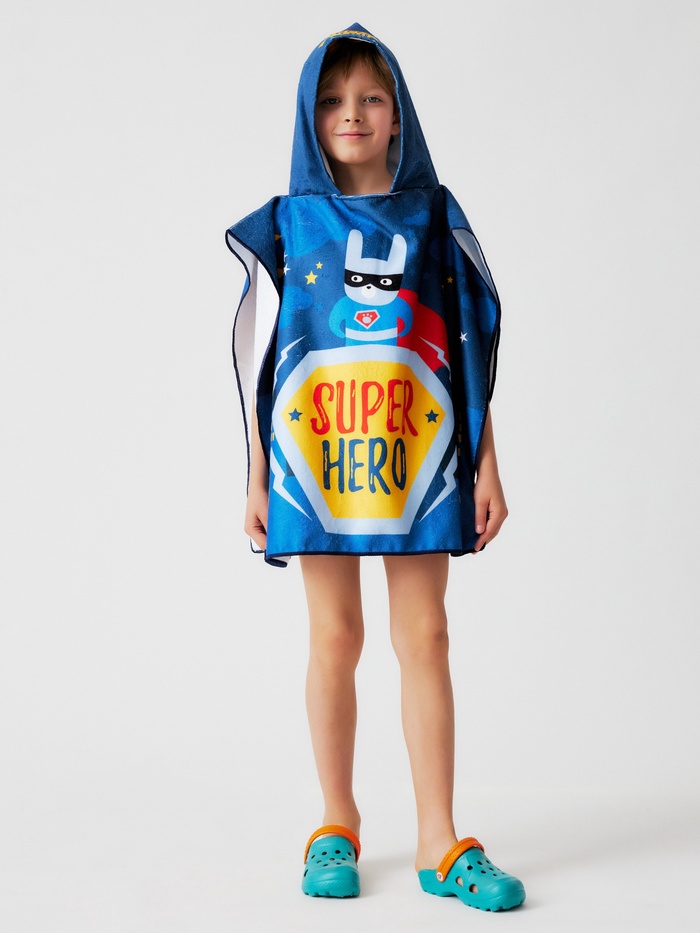 Полотенце - пончо детское махровое LoveLife Super Hero, 60×120 см, 300 г/м², синее