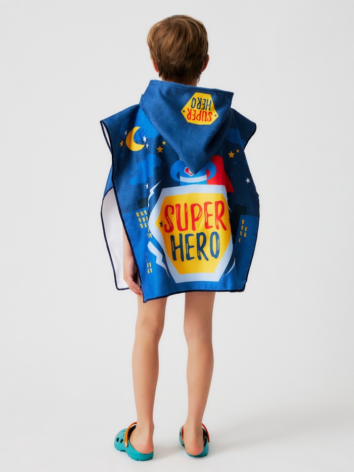 Полотенце - пончо детское махровое LoveLife Super Hero, 60×120 см, 300 г/м², синее
