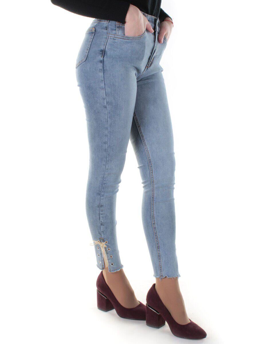 0047 GRAY/BLUE Джинсы женские зауженные YTD JEANS