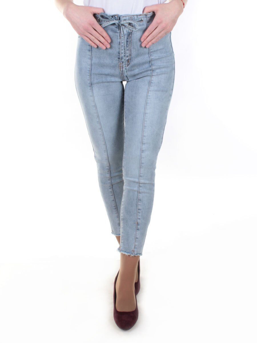 0062 GRAY/BLUE Джинсы женские зауженные YTD JEANS