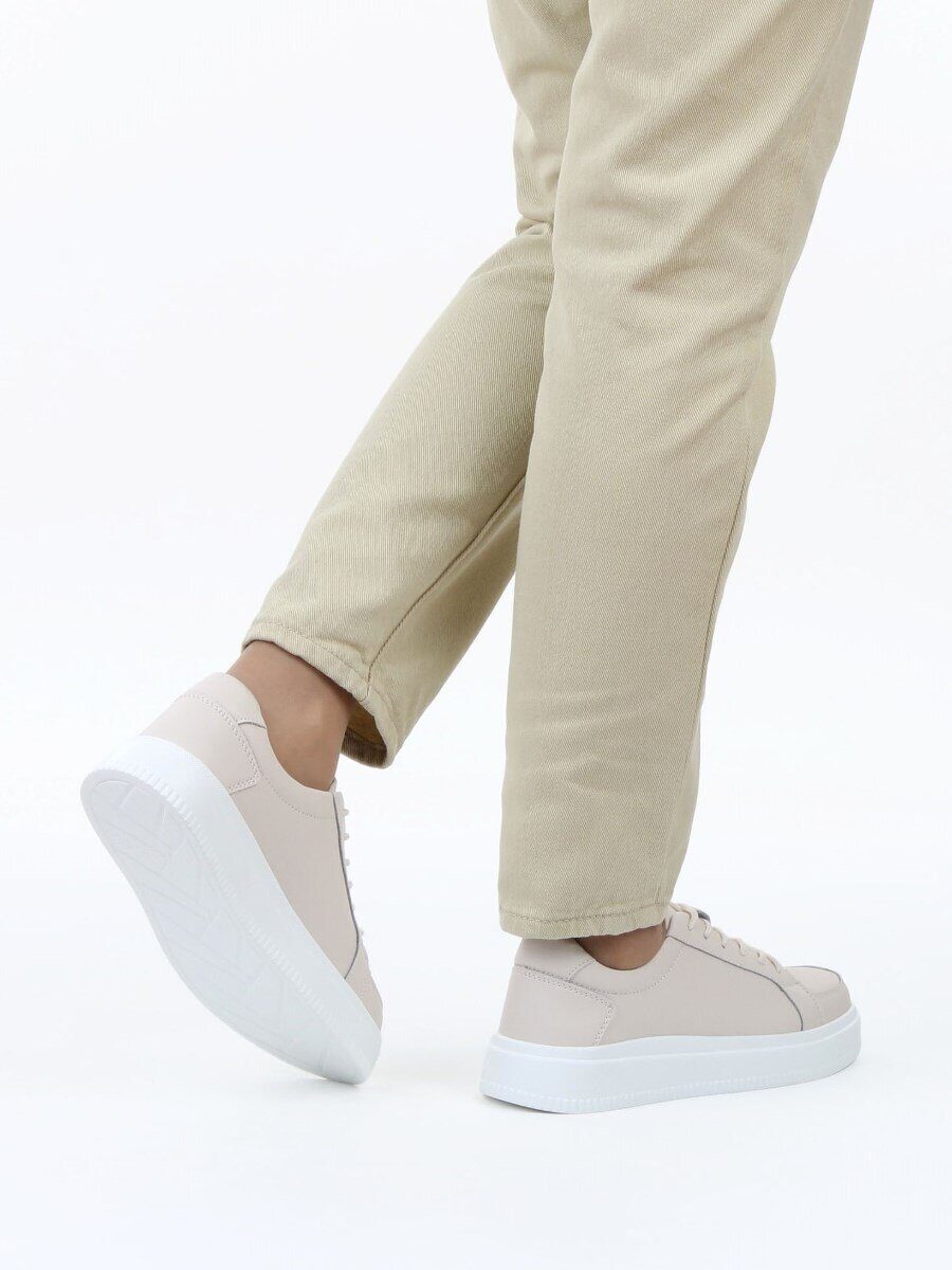 03-YJ434-2 BEIGE Полуботинки спортивные женские (натуральная кожа)