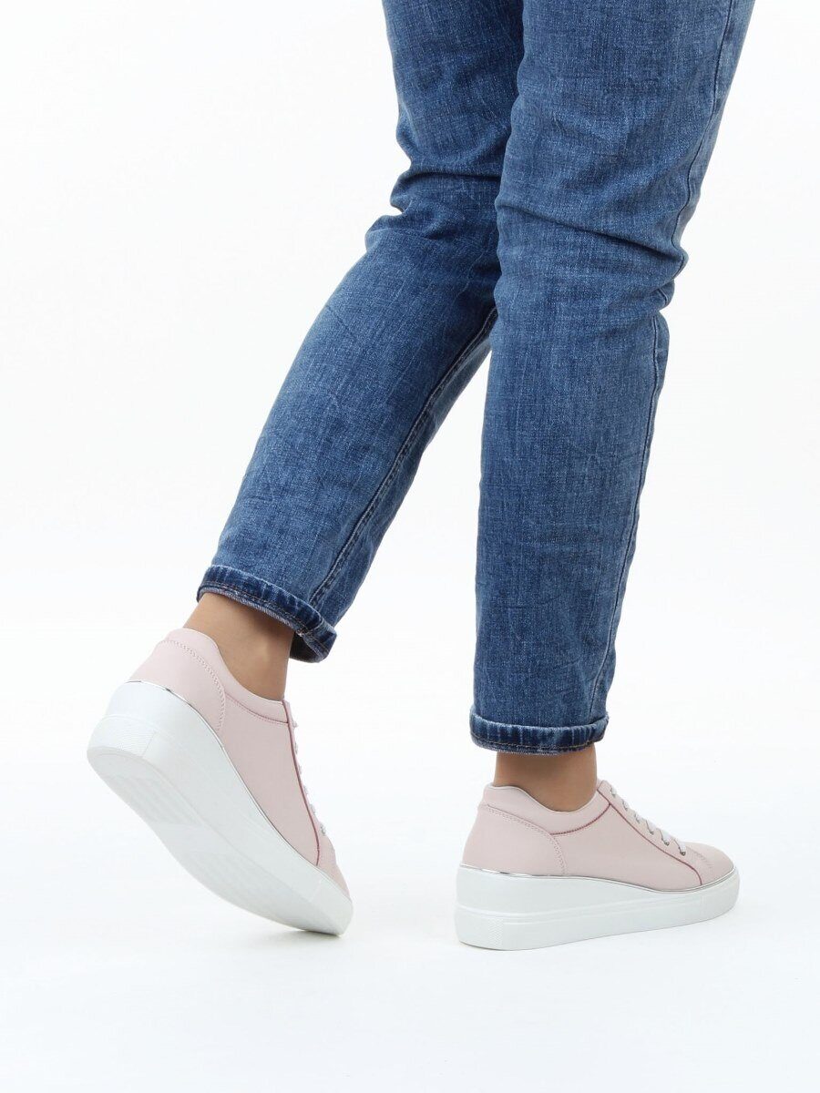 03-YD270-3 PINK Полуботинки спортивные женские (натуральная кожа)