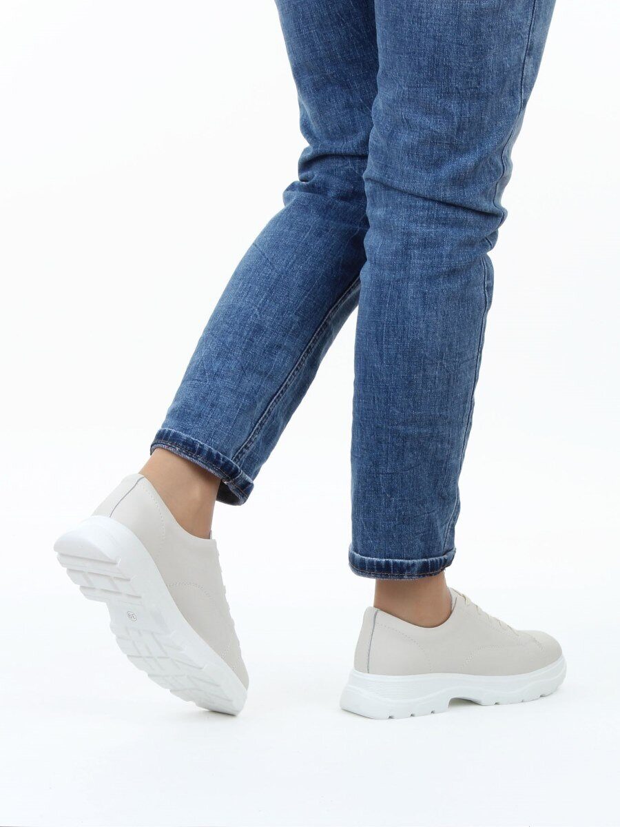 03-YD138-2 LT. BEIGE Полуботинки спортивные женские (натуральная кожа)
