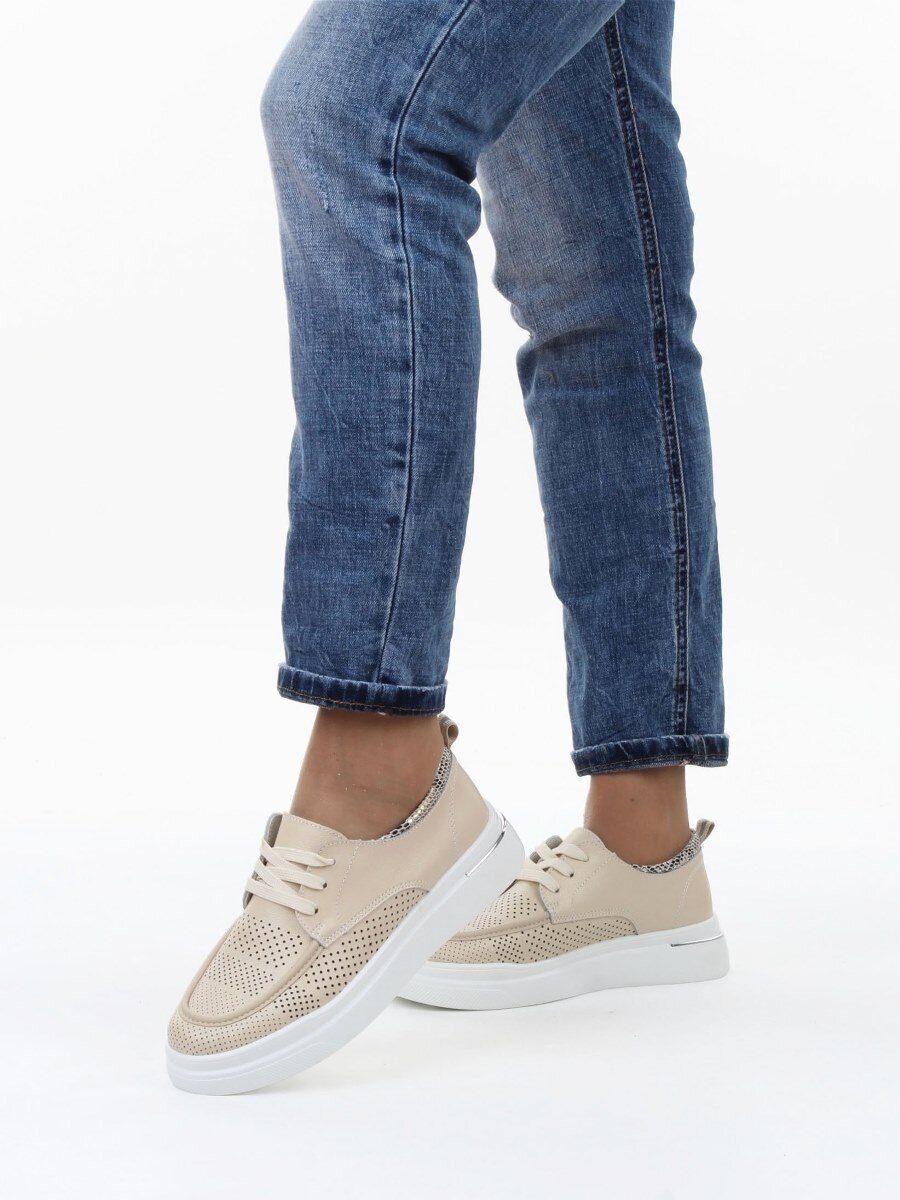 03-C929-2A BEIGE Полуботинки летние женские (натуральная кожа)