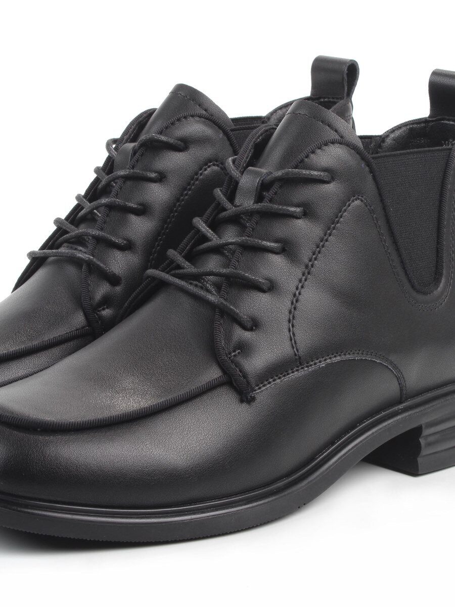 01-M43-23 BLACK Ботинки демисезонные женские (натуральная кожа, байка)