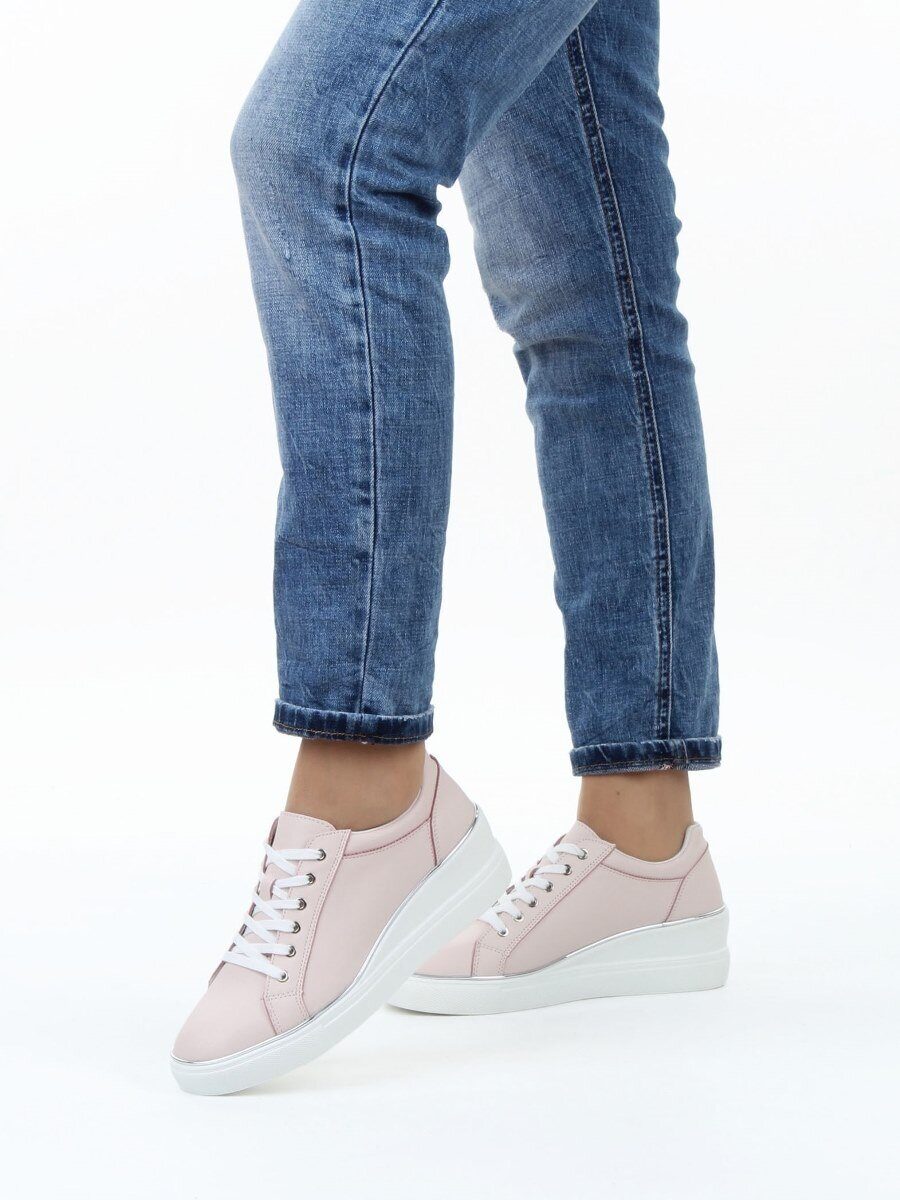 03-YD270-3 PINK Полуботинки спортивные женские (натуральная кожа)