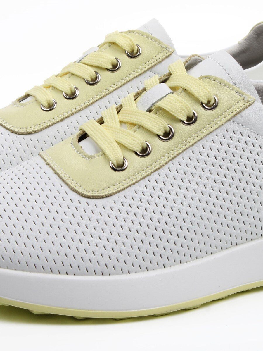 03-YC352-2 WHITE/YELLOW Кроссовки летние женские (натуральная кожа)