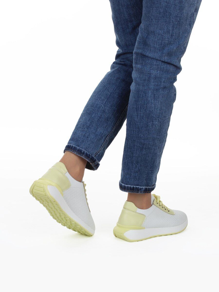 03-YC352-2 WHITE/YELLOW Кроссовки летние женские (натуральная кожа)