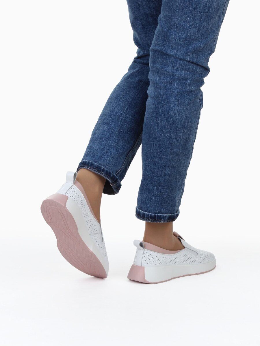 06-YG108-2 WHITE/PINK Туфли летние женские (натуральная кожа)