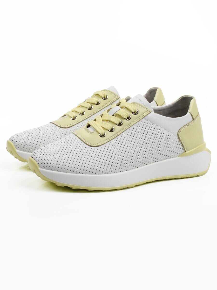 03-YC352-2 WHITE/YELLOW Кроссовки летние женские (натуральная кожа)