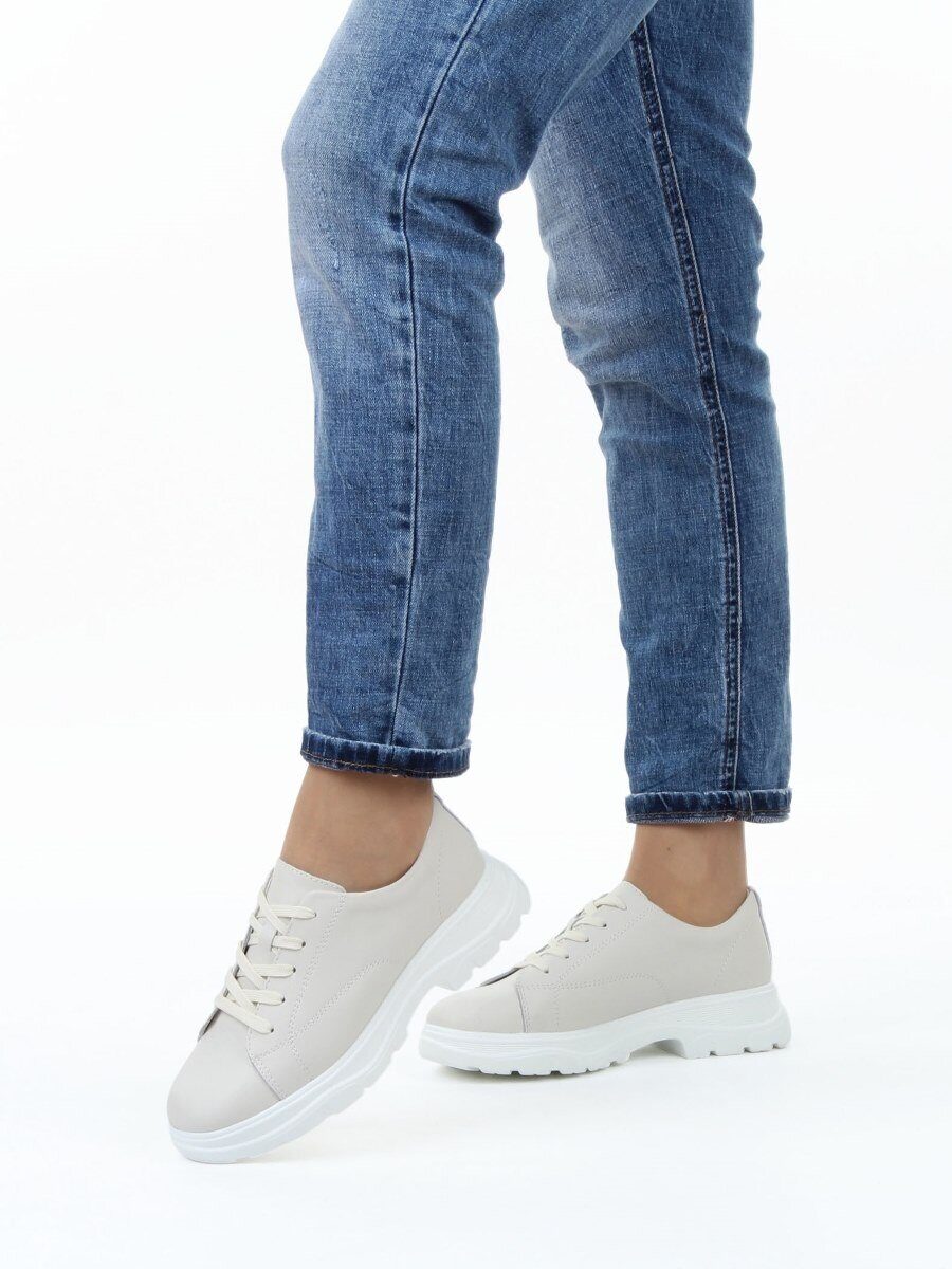 03-YD138-2 LT. BEIGE Полуботинки спортивные женские (натуральная кожа)