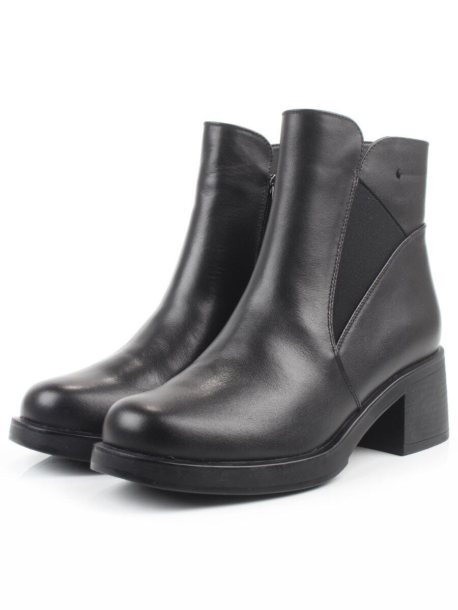 01-M43-6 BLACK Ботинки демисезонные женские (натуральная кожа, байка)