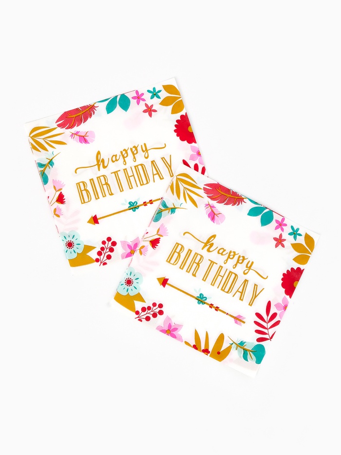 Салфетки бумажные «Happy birthday», 33×33 см, 20 шт.