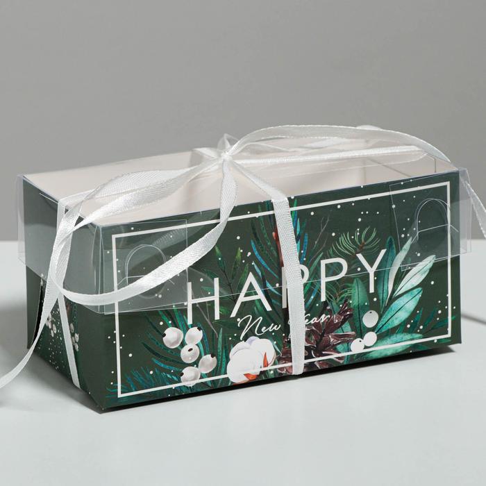 Коробка для капкейка Happy New year, Новый год, 16×8×7.5 см