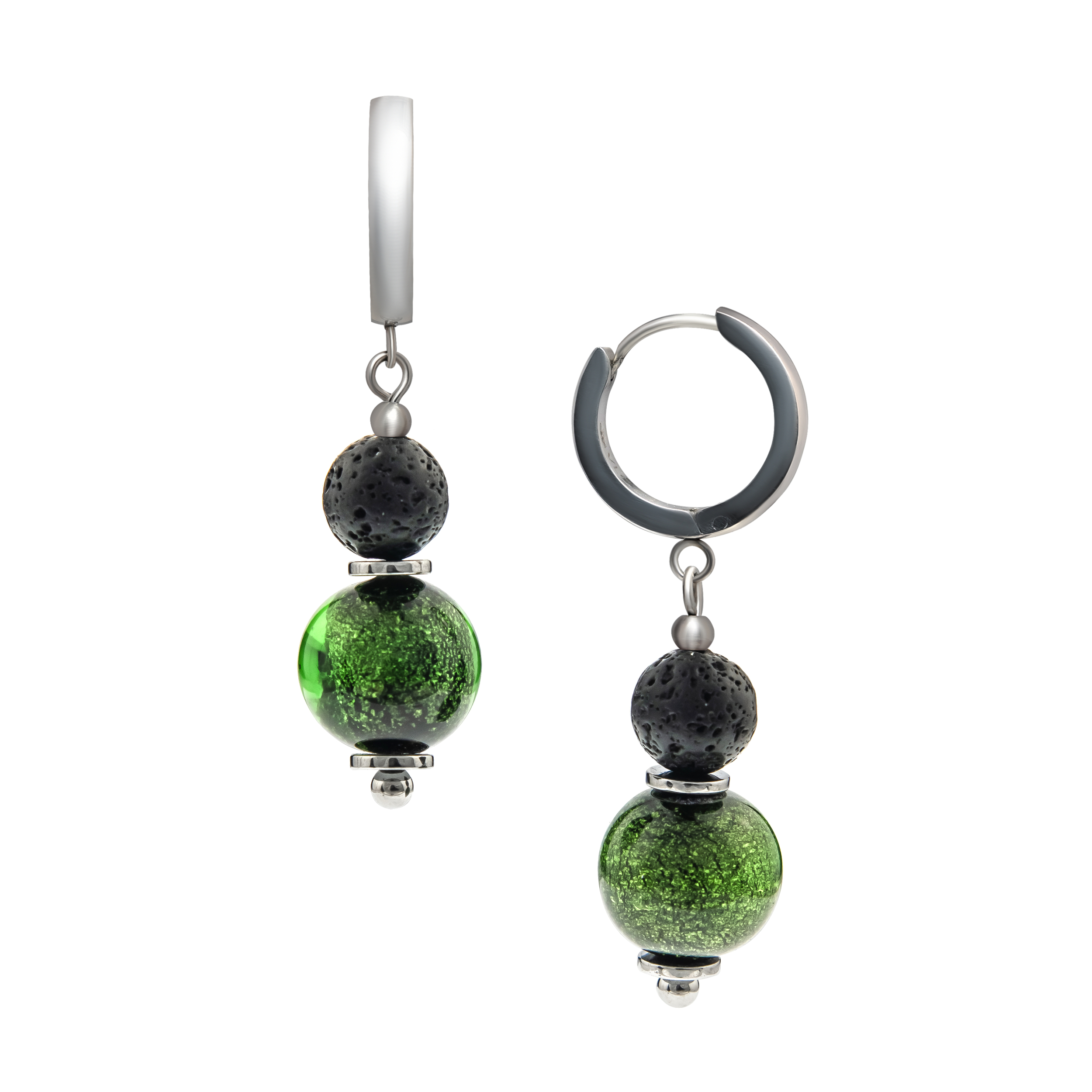 Серьги из муранского стекла MAGMA GREEN SOL069