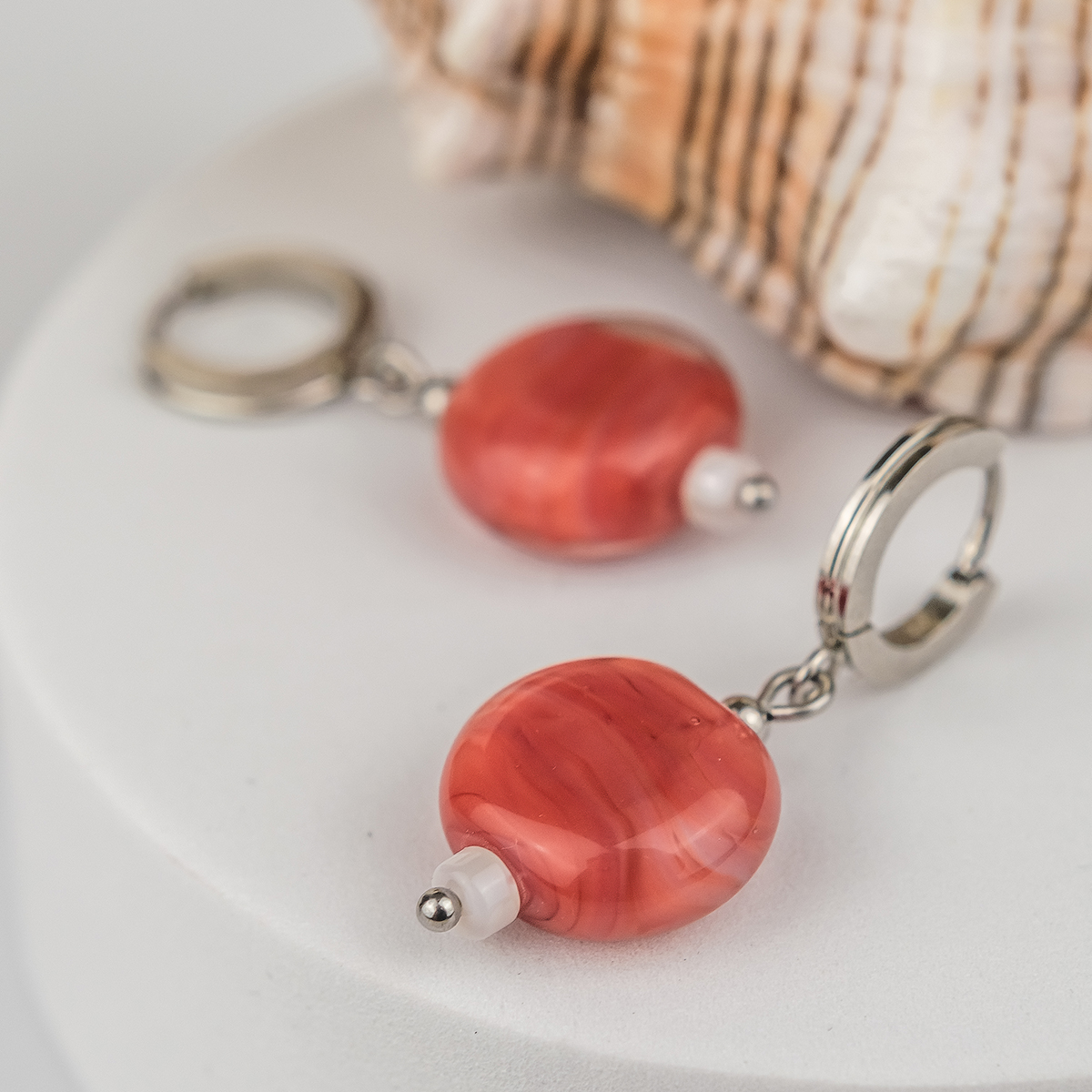 Серьги из муранского стекла VANILA CORALL LS3541